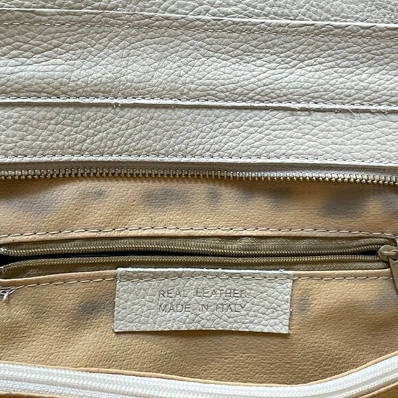 Italian Made Real Leather Tricolor Satchel Bag – Blue, Cream & Pink - Picture 7 of 10